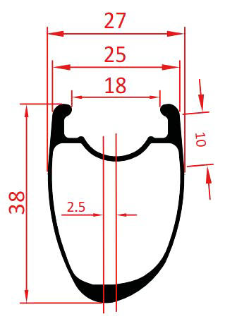 asymmetric 38mm clincher rim profile