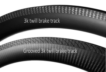 carbon rim with 3k twill brake track and grooved 3k twill brake track